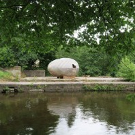 Exbury Egg on location at Finsley Gate, Burnley, 2016 Photo David Redfern