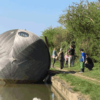 More visitors waiting to see the Exbury Egg, Milton Keynes, 2017