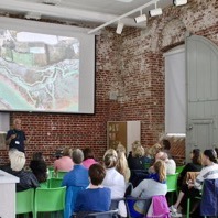 Stephen Turner discusses his work with an audience at Aspex, 2017