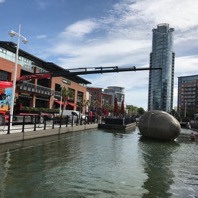 Stephen Turner's Exbury Egg being installed into Gunwharf Quays, 2017