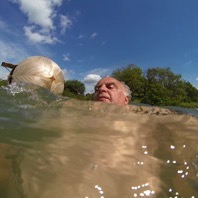 Stephen Turner selfie, swimming in River Beaulie, 2014