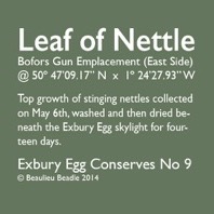 Stephen Turner, Label for Nettle Conserve, 2014